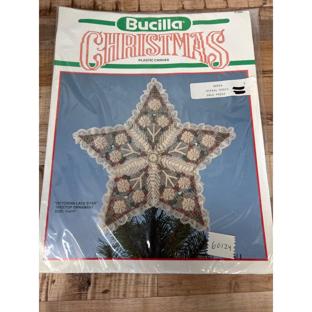 Bucilla Christmas Victorian Lace Star Tree Topper Plastic Canvas Kit #61094